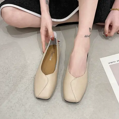 豆豆鞋女夏款2023年新款百搭瓢鞋软底单鞋平底浅口黑色上班工作鞋商品大图