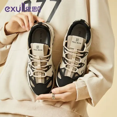 exull/依思Q老爹鞋女款2024新款春季爆款鞋子运动复古风厚底女鞋商品大图