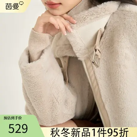 茵曼官方旗舰店女装2023冬季新款拼接设计文艺百搭宽松长袖外套图片