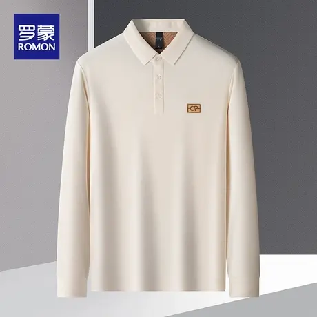 罗蒙男士长袖Polo衫2023秋季新款时尚上衣中青年纯色宽松打底衫男图片