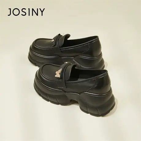 Josiny/卓诗尼小皮鞋女款2024新款春季厚底内增高英伦风乐福鞋子商品大图