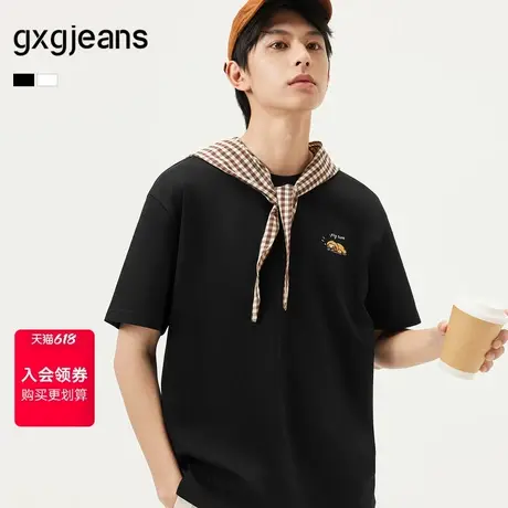 gxg.jeans男装 多色趣味绣花休闲宽松时尚圆领短袖T恤男 25夏新品商品大图