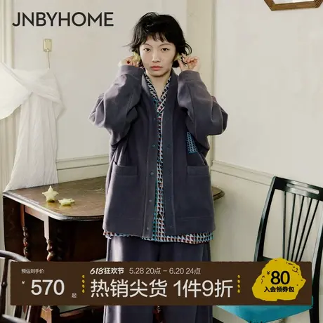 JNBYHOME江南布衣冬家居服女双面摇粒绒睡衣长袖开衫简约可外穿商品大图