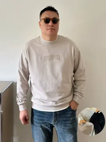 大依无忧大码男装秋新款字母落肩潮胖子加肥加大男款圆领长袖卫衣图片