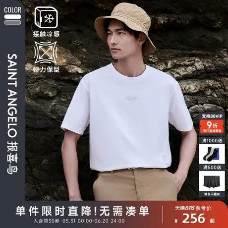 【凉感微廓形】报喜鸟2025夏季新款时尚休闲男士T恤衫上衣圆领男图片