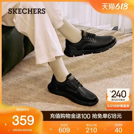 Skechers斯凯奇夏季男鞋一脚蹬皮鞋休闲商务鞋舒适软底上班通勤鞋商品大图
