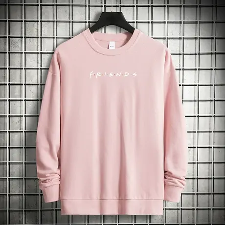 380g重磅纯棉卫衣男潮牌印花套头无帽上衣摇粒绒保暖圆领长袖t恤商品大图