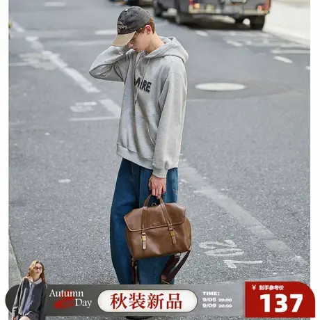 唐狮2025春秋季卫衣男士连帽套头字母贴布绣设计感独特外套男款商品大图