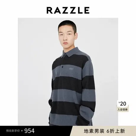 RAZZLE地素 男装深蓝色2025春季条纹Polo套衫图片