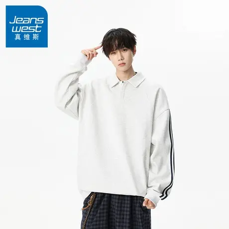 N5真维斯男士卫衣2025新款秋季美式宽松POLO衫翻领男生春秋装上衣商品大图