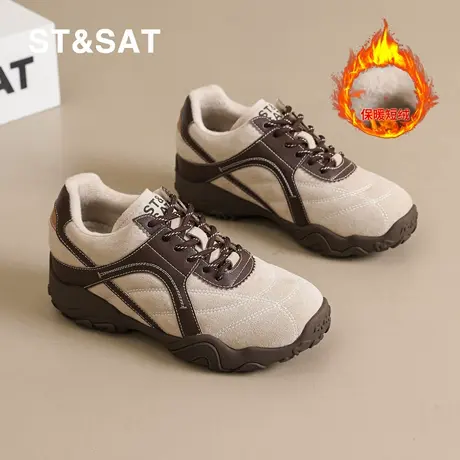 St&Sat/星期六内增高加绒德训鞋女秋冬复古百搭阿甘鞋运动休闲鞋商品大图