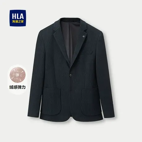 HLA/海澜之家绒感弹力系列休闲西服男2025秋冬新款条纹西装外套男商品大图