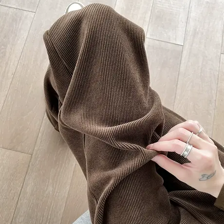 灯芯绒窄版阔腿裤女秋冬新款高腰垂感雪尼尔加厚直筒休闲拖地裤子商品大图