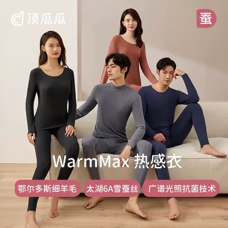 顶瓜瓜保暖内衣套装男女薄款羊毛蚕丝顶呱呱秋衣秋裤套装女ZBB商品大图