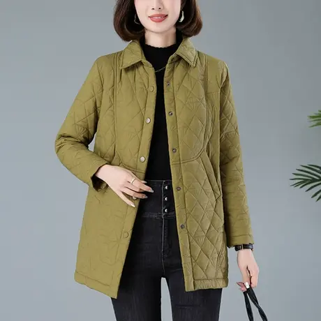 妈妈中长款轻薄棉衣女秋冬新款宽松加大码女装中老年休闲显瘦棉袄商品大图