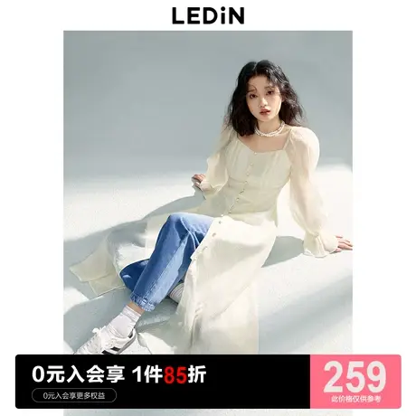 乐町天丝仙女裙2023年秋季新款度假风连衣裙高级感盐系收腰长裙图片