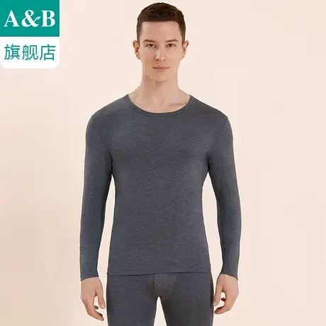 ab保暖内衣60S超薄羊绒蛋白圆领套装弹力舒适男士秋衣秋裤R966商品大图
