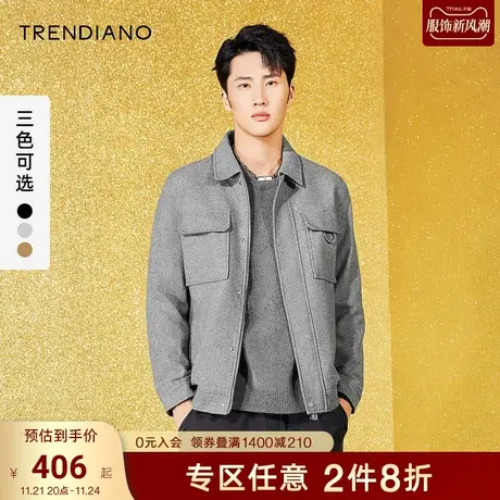 TRENDIANO官方潮牌男装秋冬工装潮流时尚百搭含羊毛呢大衣外套男商品大图