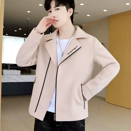 男士秋冬季外套风衣短款加棉加厚时尚呢子夹克潮流保暖帅气上衣服商品大图