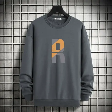 320g重磅卫衣男生春秋季潮牌秋冬款加绒加厚无帽宽松圆领长袖t恤商品大图