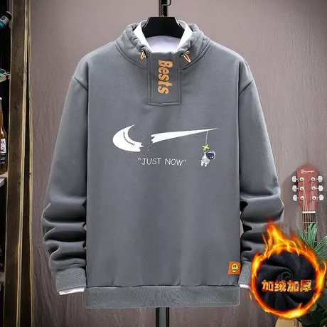 青少年秋冬季加绒加厚高领卫衣男孩运动套装初中学生帅气大童秋装商品大图