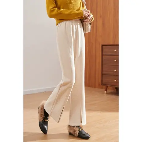 时尚气质百搭休闲长裤2022年冬季新款淑女温柔宽松高腰显瘦开叉裤商品大图