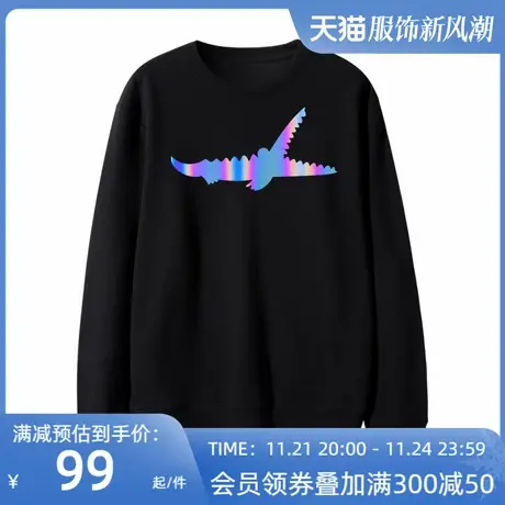 反光潮流网红情侣装卫衣男女春秋薄款潮ins宽松韩版圆领长袖学生图片