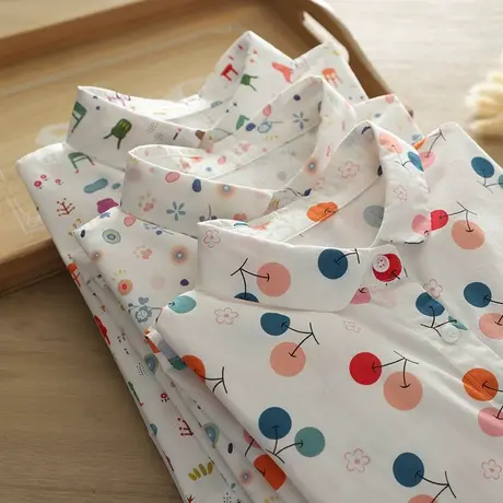 春秋新款日系文艺小清新印花宽松百搭纯棉长袖衬衫女学生叠穿上衣商品大图