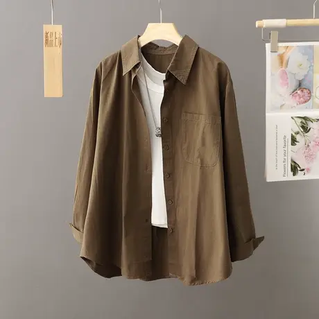 宽松休闲衬衫外套女式春秋2024年新款设计感小众洋气衬衣开衫上衣商品大图