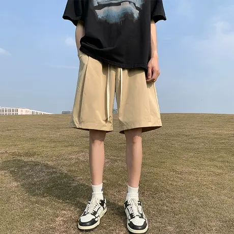 卡其色工装短裤男款夏季宽松运动休闲裤子潮牌直筒阔腿沙滩五分裤商品大图