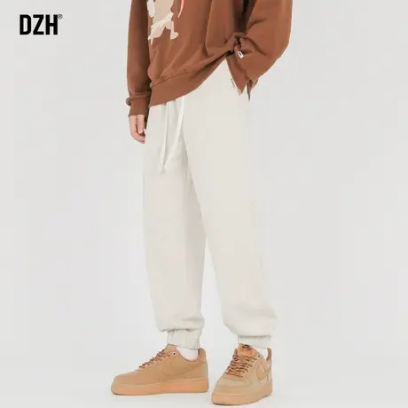 男士束脚卫裤男秋季米白色裤子男款休闲裤潮牌男裤美式运动裤宽松商品大图