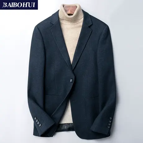 秋冬款羊毛呢子男士休闲西装外套韩版商务时尚青年小西装男修身潮商品大图