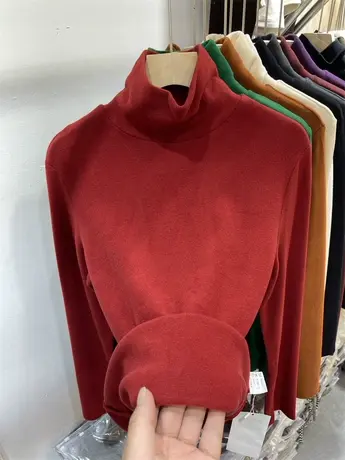 欧货简约百搭高领双面德绒保暖卫衣女2023秋冬新款宽松舒适上衣潮商品大图