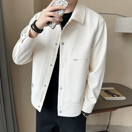 纯色工装夹克2023秋季重磅新品潮牌简约INS休闲网红长袖秋装外套商品大图