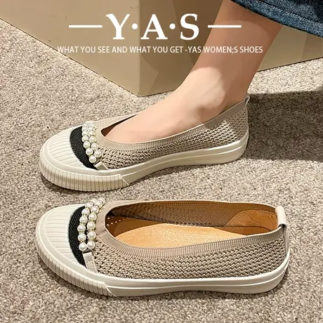 渔夫鞋女春季单鞋2024新款平底浅口乐福鞋一脚蹬配裙子玛丽珍布鞋商品大图