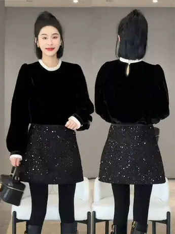 法式打底衬衫女士早春新款设计感小众洋气减龄木耳领内搭丝绒上衣商品大图