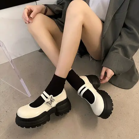 大头松糕厚底玛丽珍鞋单鞋女鞋2024春秋款日系jk复古增高小皮鞋子商品大图