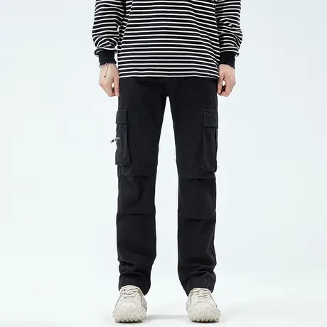 美式黑色工装牛仔裤男潮牌春秋季休闲高个子加长版大码直筒裤子商品大图