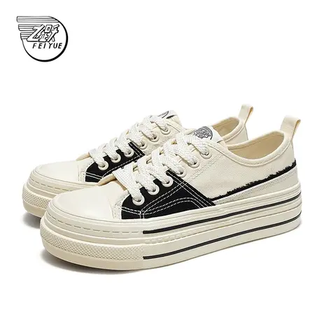feiyue/飞跃帆布鞋女生2024春季新款低帮拼色百搭休闲小白鞋A173商品大图