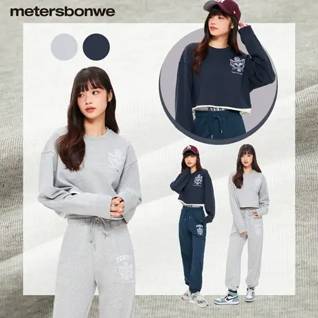 美特斯邦威重磅卫衣女2024春季新款休闲时尚印花纯棉长袖套头上衣图片