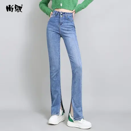 女士牛仔裤女2024年春季新款韩版宽松百搭时尚高腰直筒开车牛仔裤商品大图