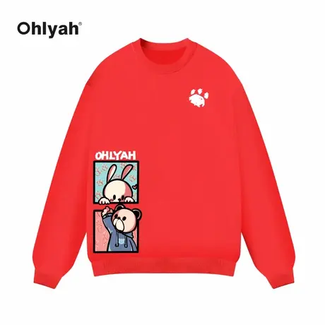 Ohlyah2023年秋冬新款新品男女同款情侣装卫衣兔年印花本命年上衣图片