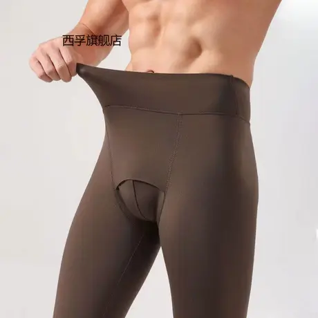 秋冬季男士性感芭比裤薄绒打底裤瘦身高腰提臀门禁紧身外穿鲨鱼裤图片