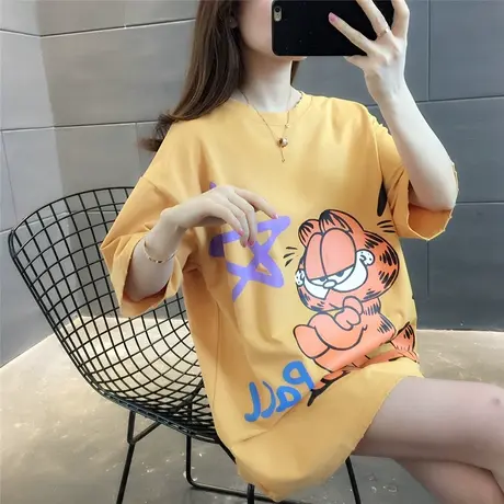 新款夏装2023短袖T恤女韩版卡通动漫印花半袖宽松女装显瘦遮肚潮商品大图