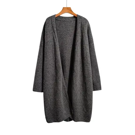 中长款过膝针织开衫女春秋新款韩版宽松慵懒大码时尚百搭毛衣外套商品大图