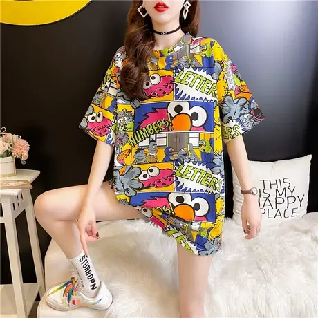 T恤女短袖2023新款夏装中长款韩版女短袖潮ins潮上衣服半袖体恤潮商品大图