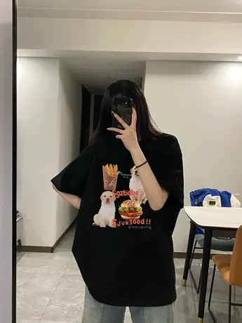 纯棉重磅设计感短袖t恤女2023新款夏季宽松港味复古chic半袖上衣图片