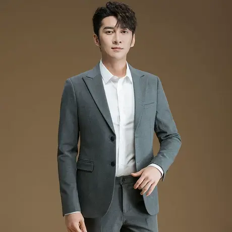 POWO西服套装男士职业新郎伴郎婚礼服商务正装外套修身休闲西装男商品大图