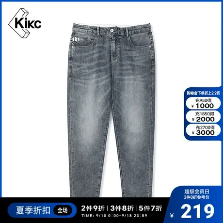kikc牛仔裤男潮牌ins夏宽松高街商场同款休闲2022新款舒适百搭裤图片