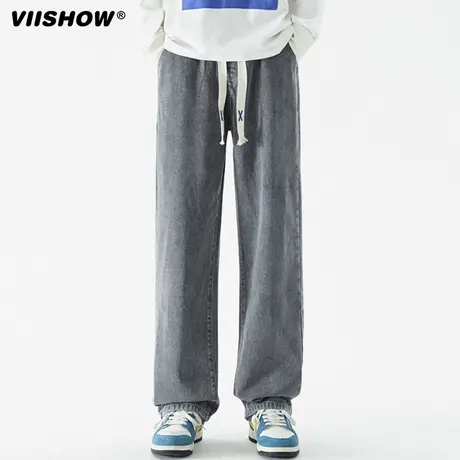 VIISHOW牛仔裤男秋季潮牌百搭美式复古长裤子宽松直筒休闲长裤子商品大图